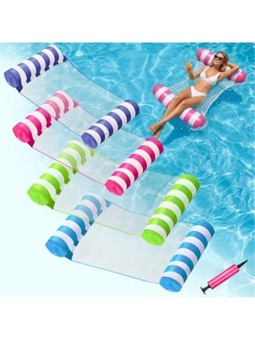 4 Pack Inflatable Pool Float Adult Water Hammock Lounge Chair Summer Pool Party